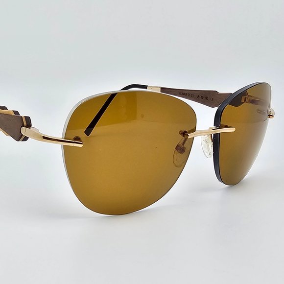 Gold & Wood Donna 01.03 Gold Maple Rimless Sunglasses FRAME ONLY w/ Case 56mm main image 15